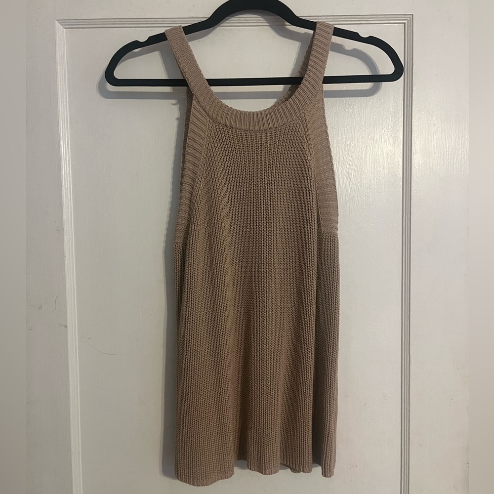 Pink Lily Tan Knit Tank Top